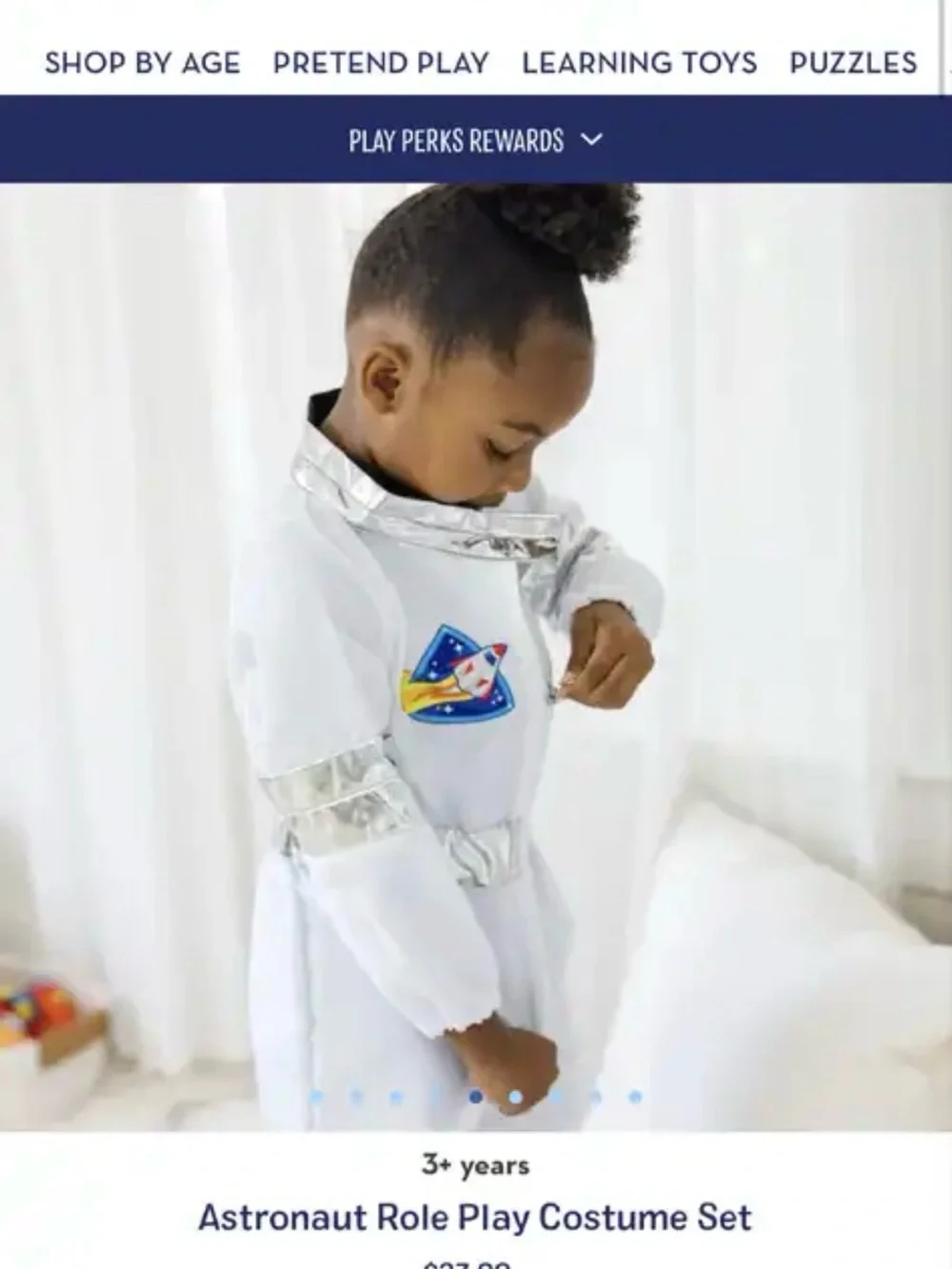 Melissa & Doug White Kids' Astronaut Jumpsuit with NASA and Commander Patches